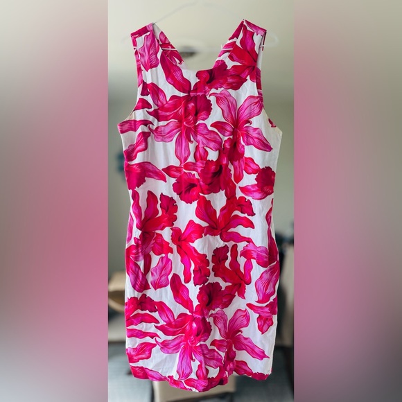 White Pink Linen Orchid Rua Sleeveless Shift Dress Size XS - Picture 1 of 5